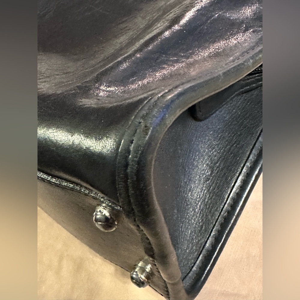 Brighton Black Leather Handbag with Silver Plated Accents EUC - Picture 14 of 16